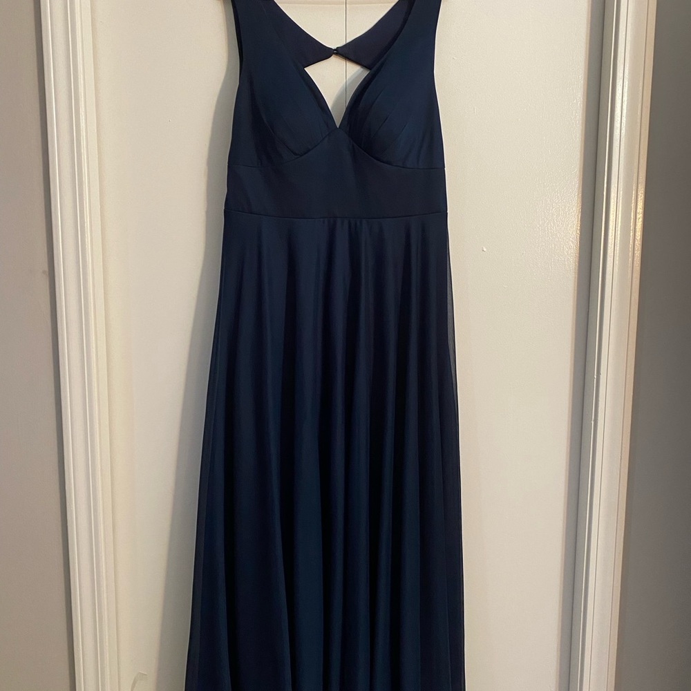 Azazie Navy Blue bridesmaid dress size 16–Stretchy!